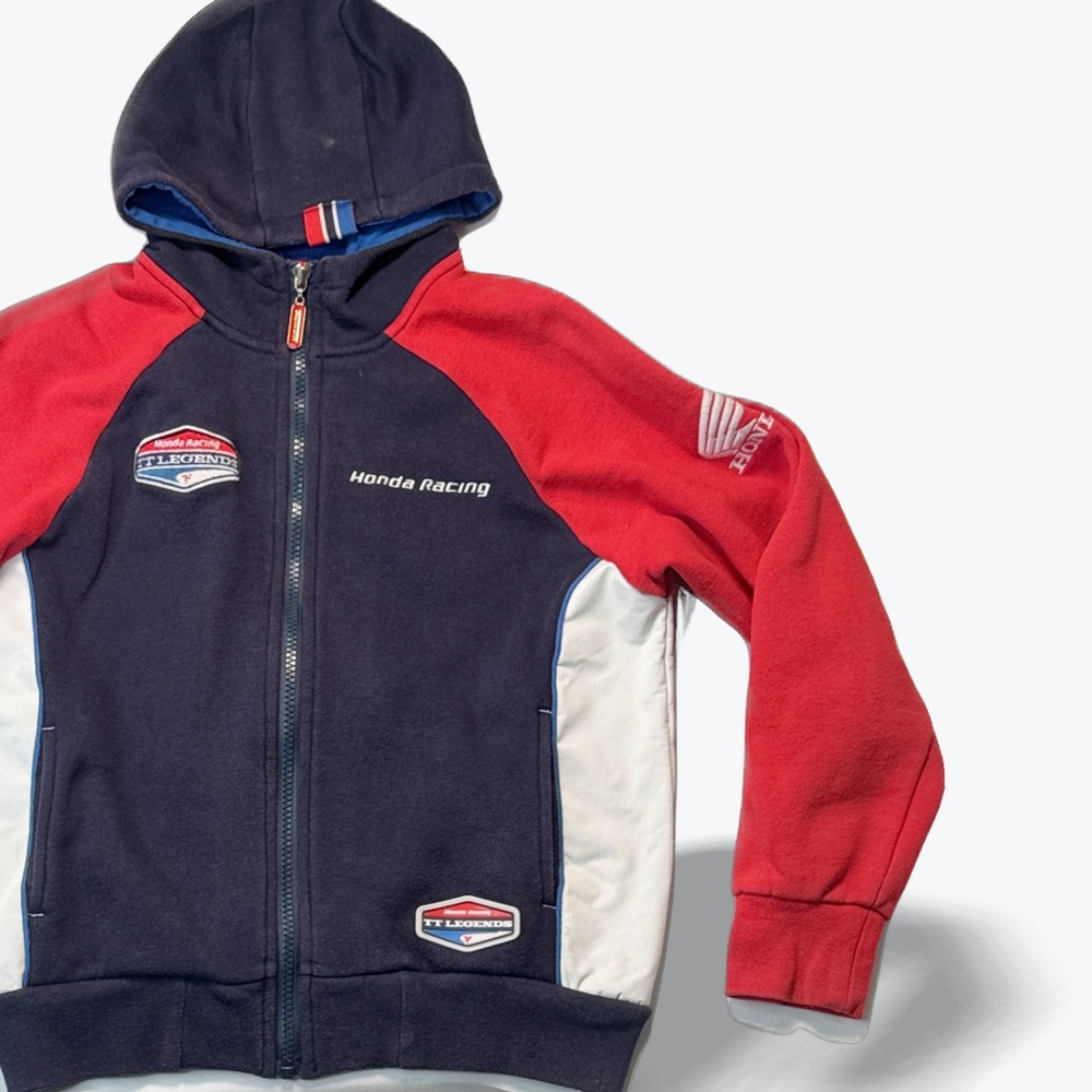Kids Honda Racing Hoodie Full Zip TT Legends Navy Red Clinton Enterprises 7/8
